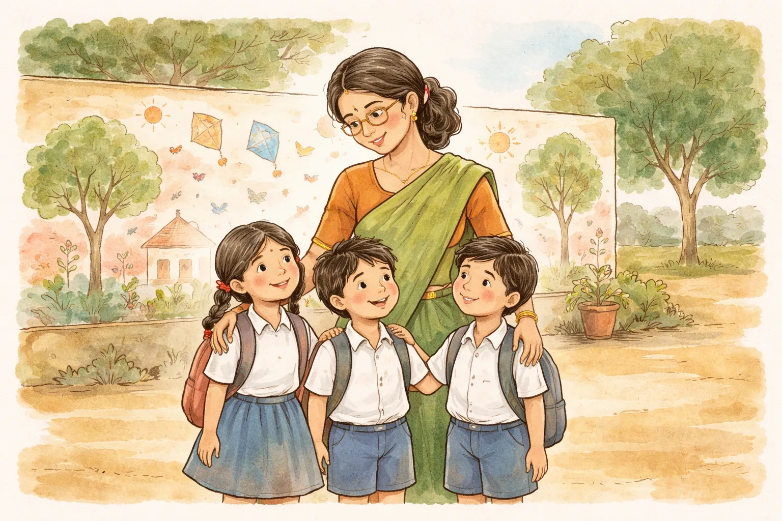 A community health worker explaining the TrustCircle app to parents in a tribal village in Rajasthan